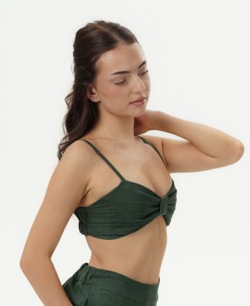 Дамски ленени топове Gabriela - Deep Olive 