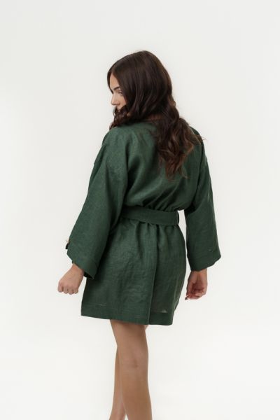 Дамски ленени кимона Zahara - Deep Olive 