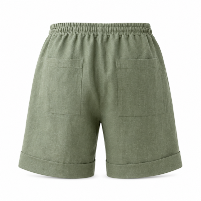 Ленени къси панталони Costa Deep Olive за мъже – Duasol